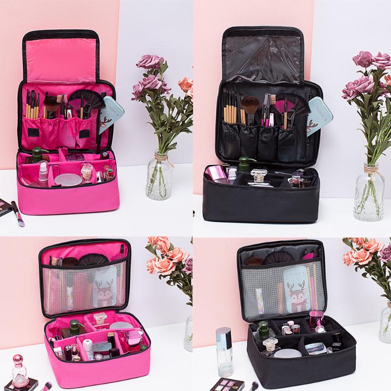 

Fashion Solid Travel Cosmetic Case Bag Wash Organizer Storage Pouch Handbag Aletter Lady Makeup Cosmetic Bag Cheap Female Tote