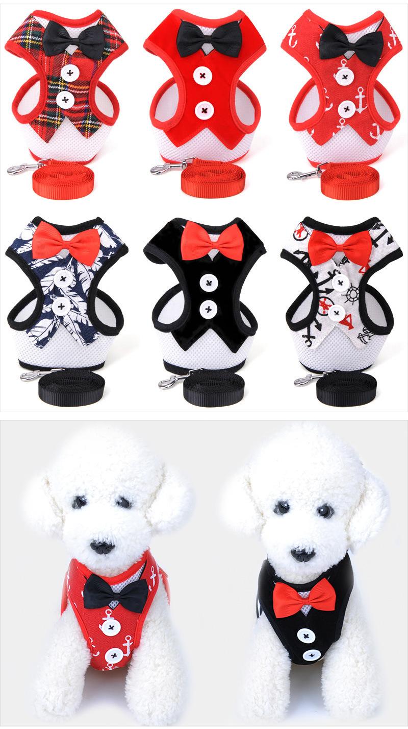 

Small and medium sized dog chest with pet accessories dog strap vest gentleman dress breathable mesh strap supplies