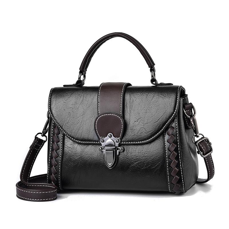 

New Vintage Solid Color Large Capacity Flap Handbags for Women 2021 Female Shoulder Bag Daily Totes Lady Elegant Crossbody Hand, Black
