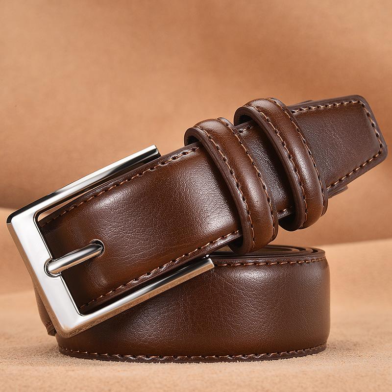 

LAUWOO Men Genuine Leather Belt Reversible Buckle Brown and Black Belt Business Dress Belts for Men