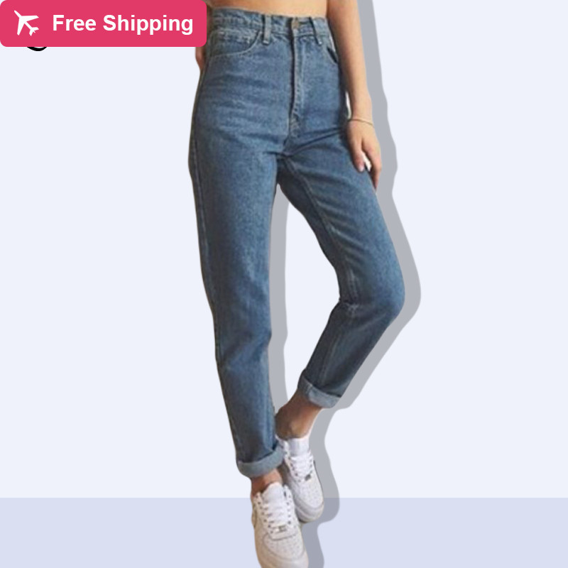 

Mother plus size vintage brem high waist woman 2020 blue release denim brim boyfriend women' pants streetwear