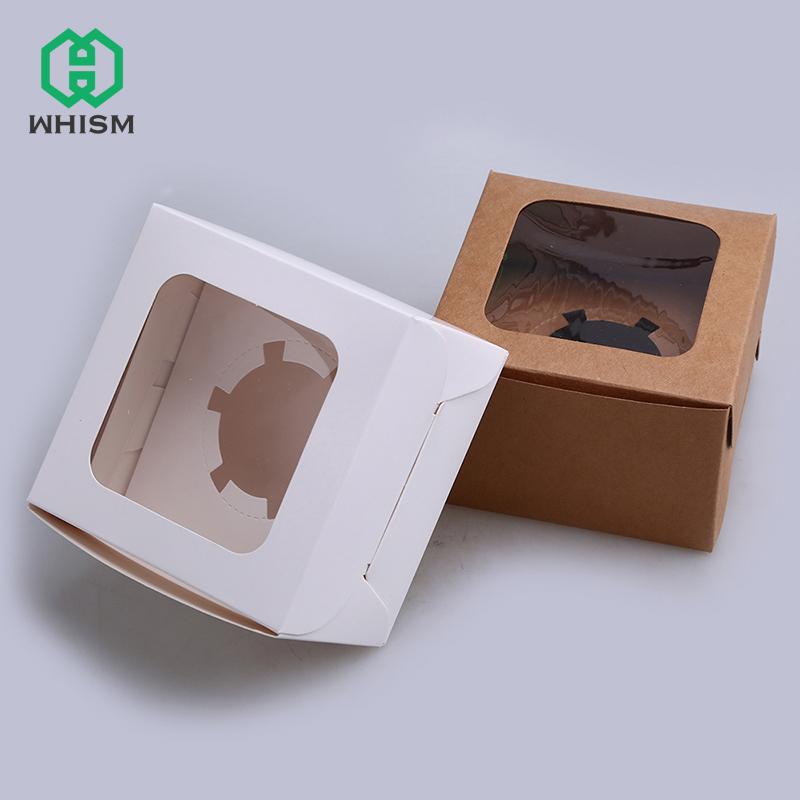 

WHISM Kraft Paper Single Muffin Cupcake Box Window Candy Chocolate Biscuit Favor Gifts Packaging Boxes Wedding Party Christmas