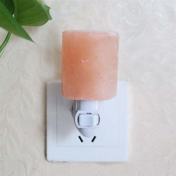 

Natural Rock Salt Himalaya Salt Lamp Exquisite Cylinder Air Purifier with Wood Base Amber for Indoor Lighting