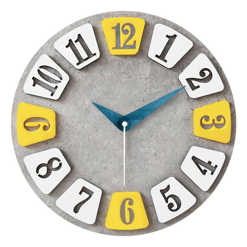 

Round Nordic Art Wall Clock Silent Living Room Unique Bedroom Wooden Wall Clock Designs Small Creative Klok Home Decor BY50WC