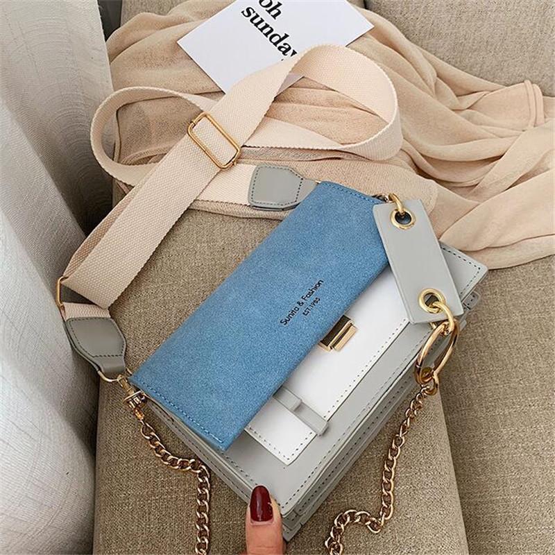 

Wide shoulder strap female bag 2021 new simple fashion messenger bag all-match chain shoulder designer handbag, Photo color