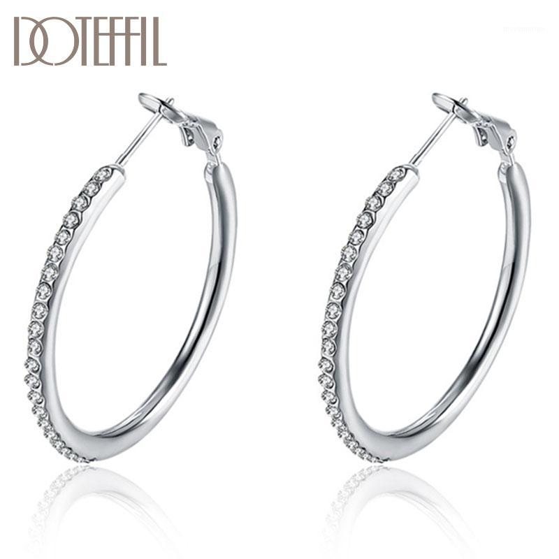 

DOTEFFIL 925 Sterling Silver/Rose Gold Zircon Big Circle Earrings Women Charm Gift Fashion Charm Party Wedding Jewelry1