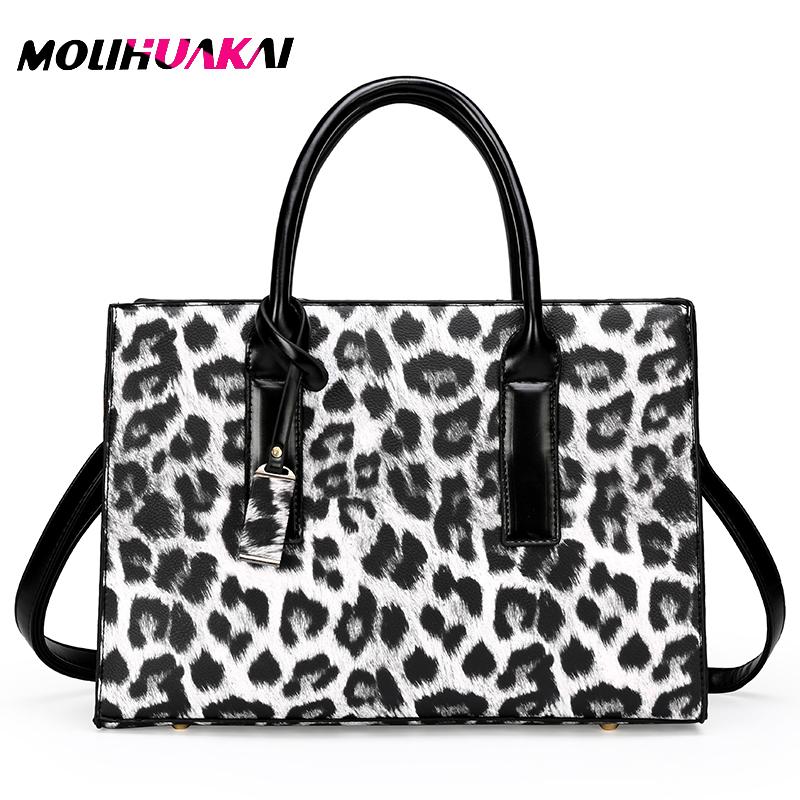 

Ladies Handbags 2021 New Ladies Leopard Print Handbags PU Leather One-Shoulder Portable Messenger Bags Large Capacity Casual Bag, Brown
