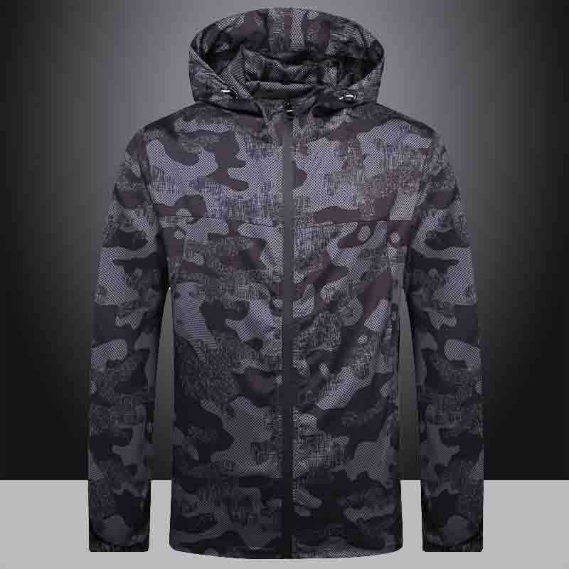 

Men Jacket Spring and Autumn New Mens Fashion Pattern Jackets Mens Jackets Casual Hooded Windbreaker 3 Colors Size -4XL, Black