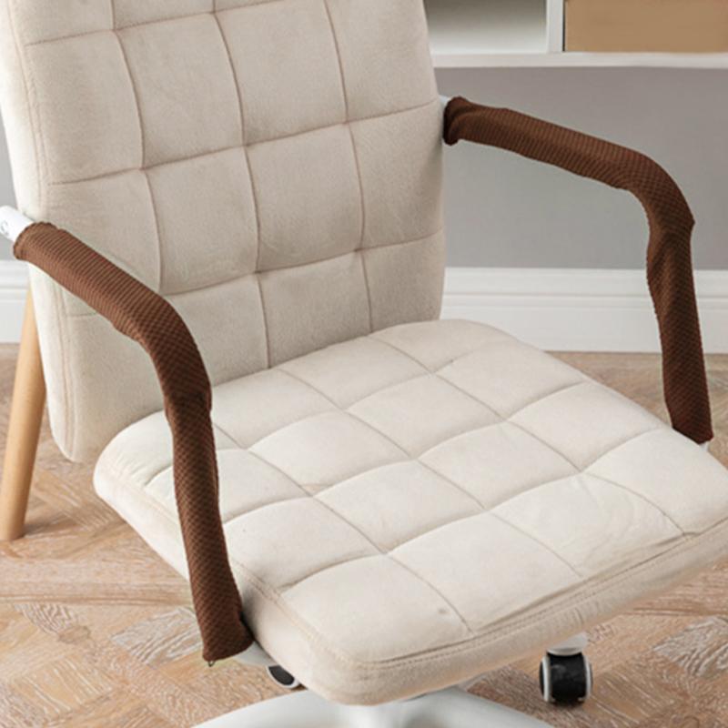 

1pair For Office Computer Home Anti Scratch Solid Polyester Stretch Removable Zipper Rotating Chair Armrest Cover Slipcover