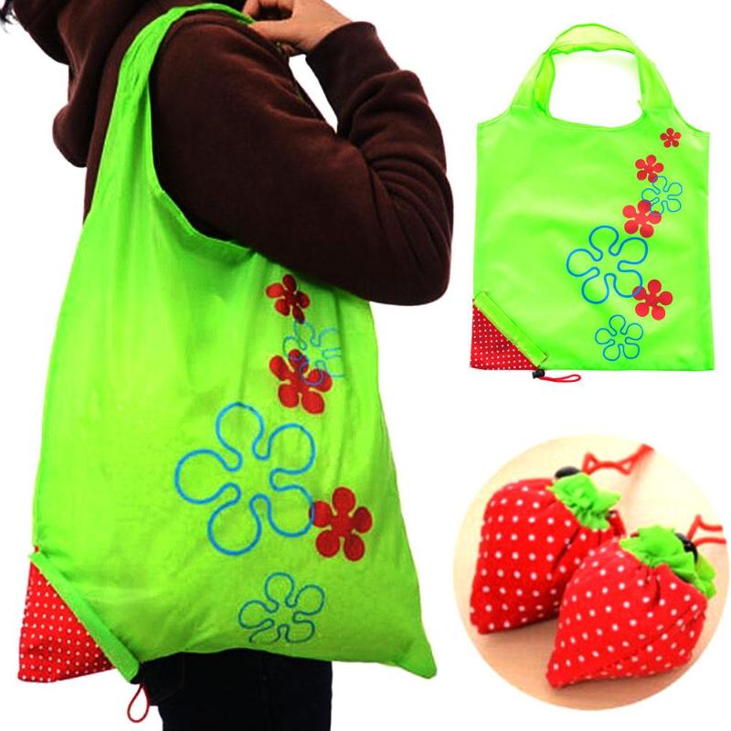 

Creative Portable Eco-friendly Storage Bag Handbag Strawberry Foldable Shopping Bags Reusable Folding Grocery Nylon Tote Bag
