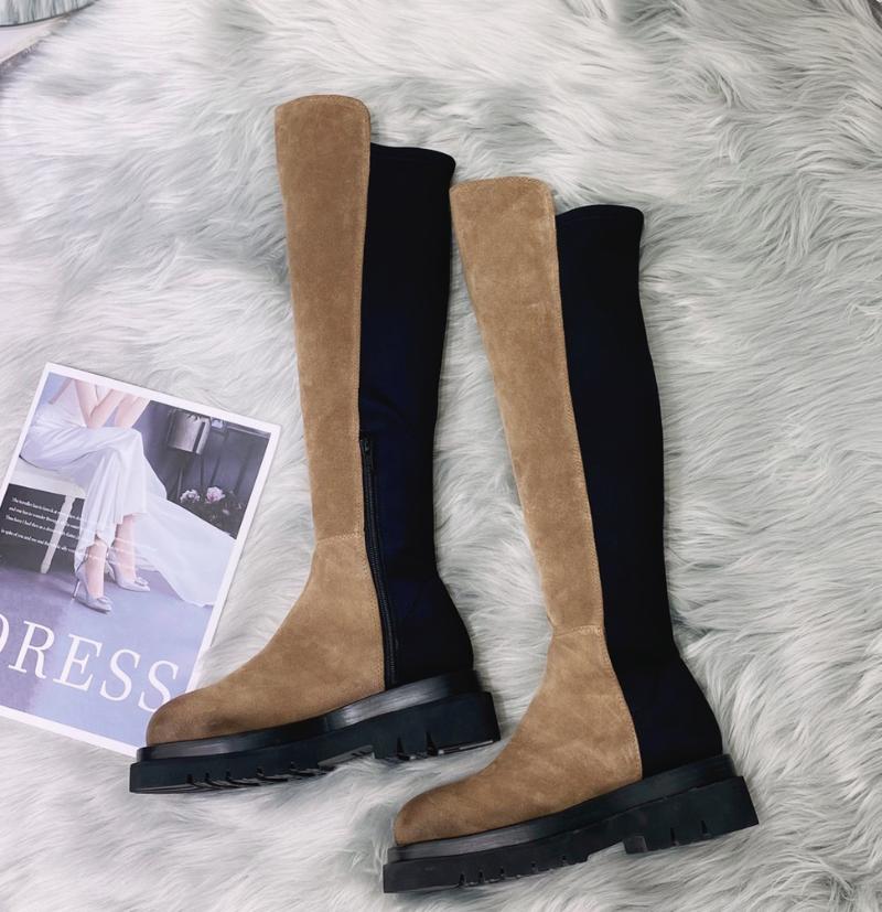 

2020 women's leather fall/winter trend looks thin stretch boots, Black