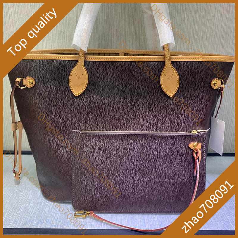 

5A Free package mail woman shopping bags NEVRFUL MM genuine leather handbag fashion canvas shoulder bag composite bags tote bag with boxB006, 1361