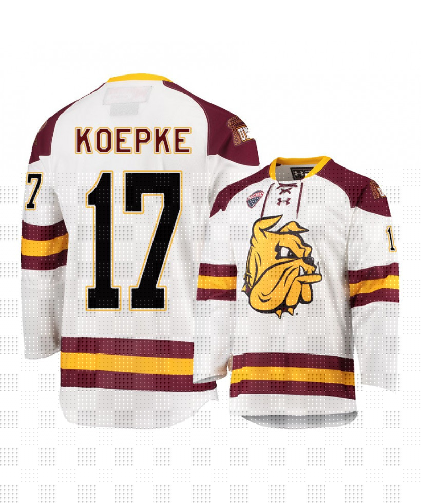 

Men's Minnesota Duluth Bulldogs 17 Cole Koepke Hockey Jersey Embroidery Stitched Customize any number and name Jersey, Black