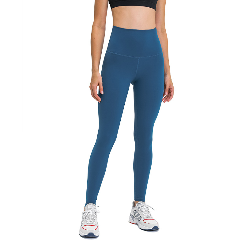 

L-92 Yoga Leggings Sports Pants Naked Feeling High-Rise Waistband Pocket Weightless Elastic Fitness Overall Full Tights Gym Wear Pants, Midnight blue
