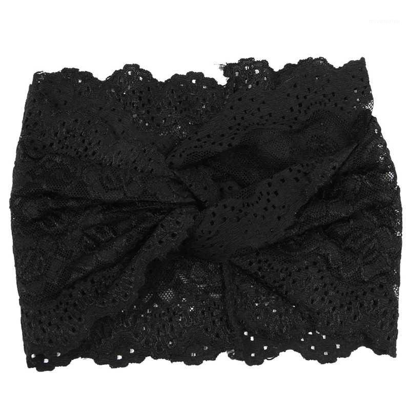 

Women Head Cover Sports Lace Band Turban Head Packing Scarf (Black)1