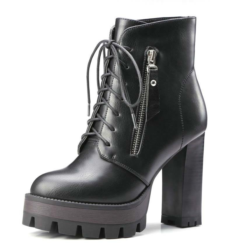 

Was 2020 lasso over western style women's boots Plutonium fall high heels thick winter shoes lady ankle size 34-42, Gray