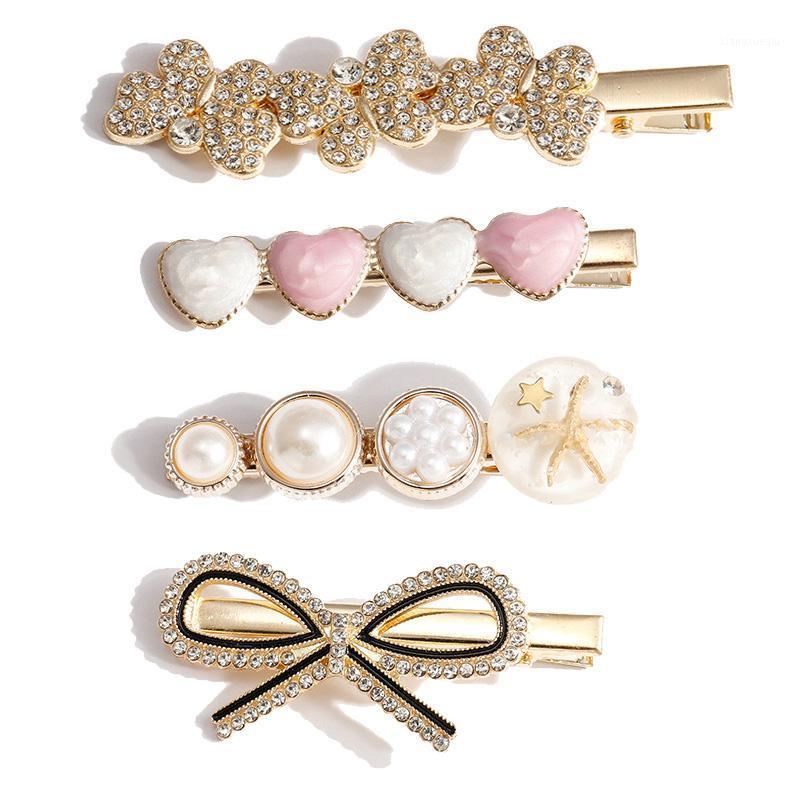 

Hair Clips & Barrettes Princess Hairpin, Rhinestone,Heart Shape, Simple Zicron Inlaid Bow Edge Clip Accessary Fashion Jewelry, Golden;silver