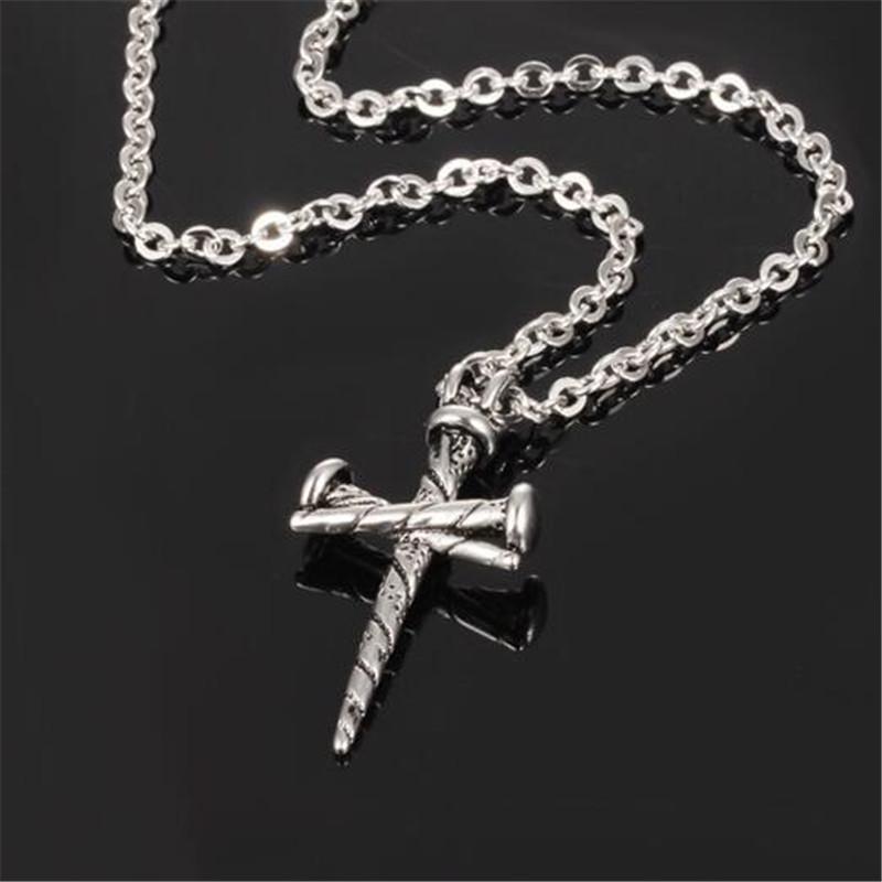 

Nails Cross Personality Men's Necklace Holiday Gifts Stainless Steel Casting Pendant Chain Jewelry