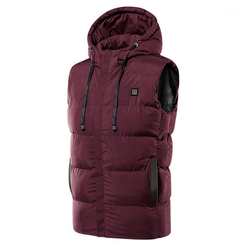 

Unisex Polyester With Pockets 7 Heating Pads Winter Washable Zipper Electric Warm Heated Vest Outdoor Camping USB Port Hiking1, Grey