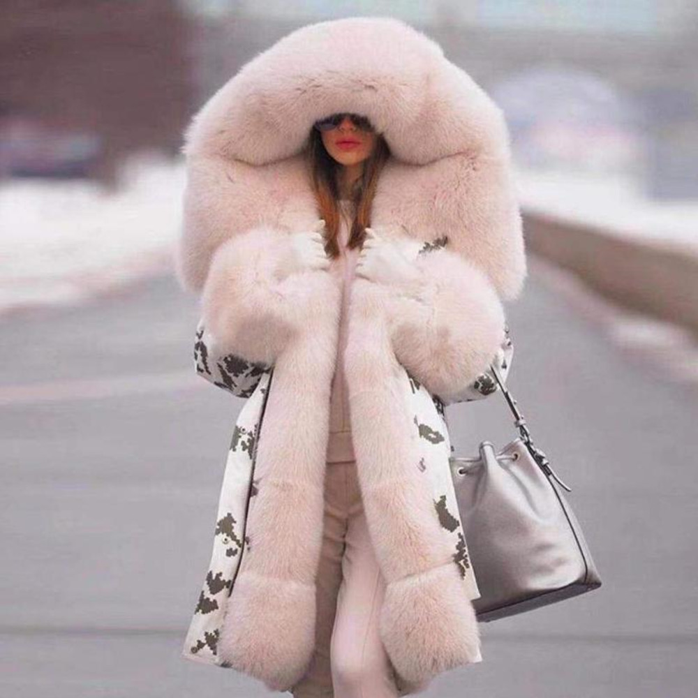 

Brand New Style Big Wool Collar Winter Coat Women Clothes Warm Thick Loose Coats Casual Hooded Long Sleeve Jacket Coat Female, Black