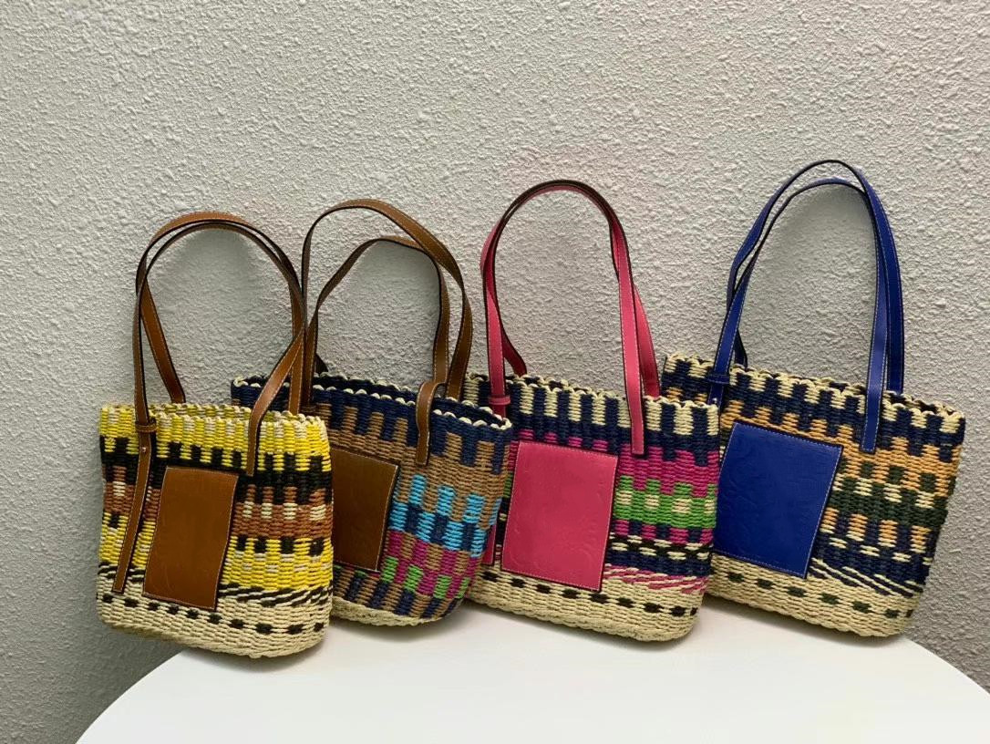 

Designer Women Fashion Bags Paris classic lady Rattan Straw Tote Bag Embroidered Logo Crossbody Shopping Handbags Lady Weave Basket Totes Shoulder Handbag, Yellow