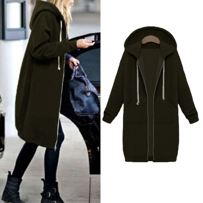 

2021 New 5xl Female Size Sweatshirt Winter Long Sleeve Pocket Zip Up Outerwear Jacket with Hood Outwear Clothes Tops CSNV, The picture