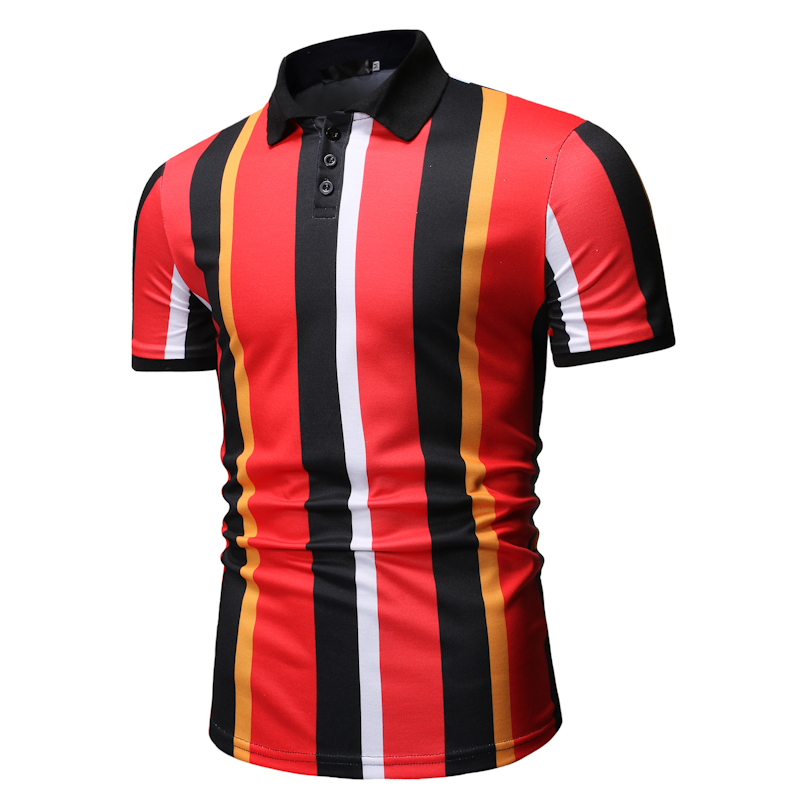 

2021 Melange Summer Nova Quality Polo Shirt Men Clown Top Short Striated Shirts 22JP, Red.
