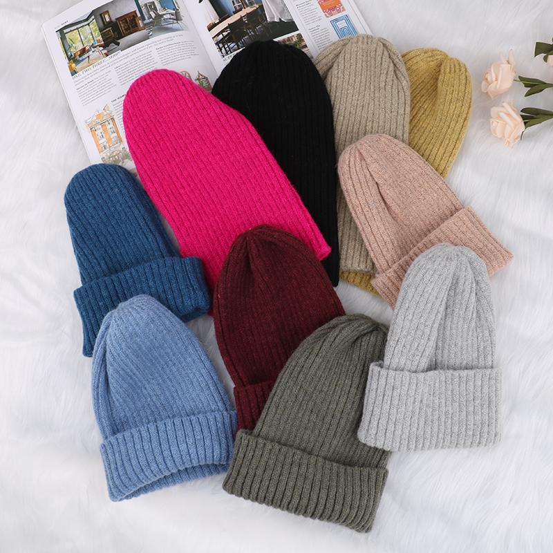 

Candy Colors Winter Hat Women Knitted Hat Warm Soft Trendy Fashion Style Beanie Elegant All-match, Black