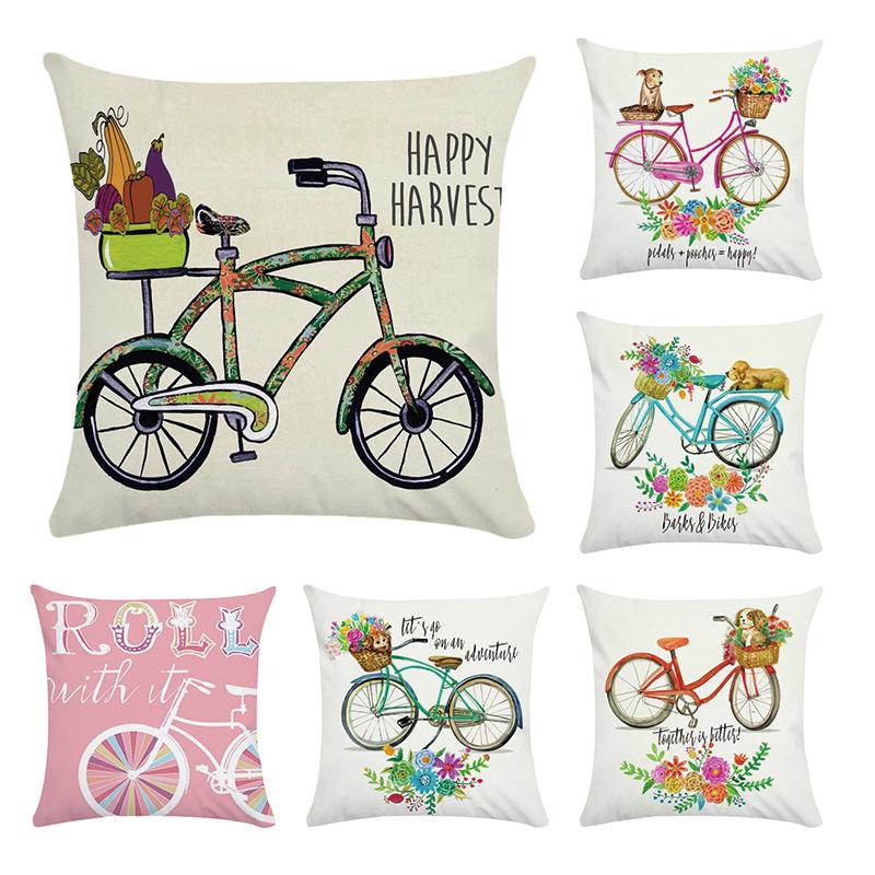 

Cushion Cover Bike Bicycle Cotton Polyester Bicycle Cushion Home Decorative Car Sofa Throw Pillow Cover CR070, Cr07001