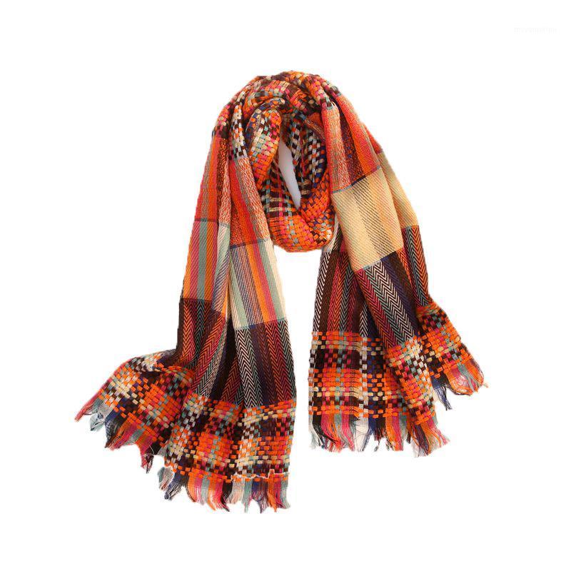 

2020 New Style for Autumn and Winter Long Thick Color Matching Straw Striped Cool Scarf Graceful Scarf Shawl Women1