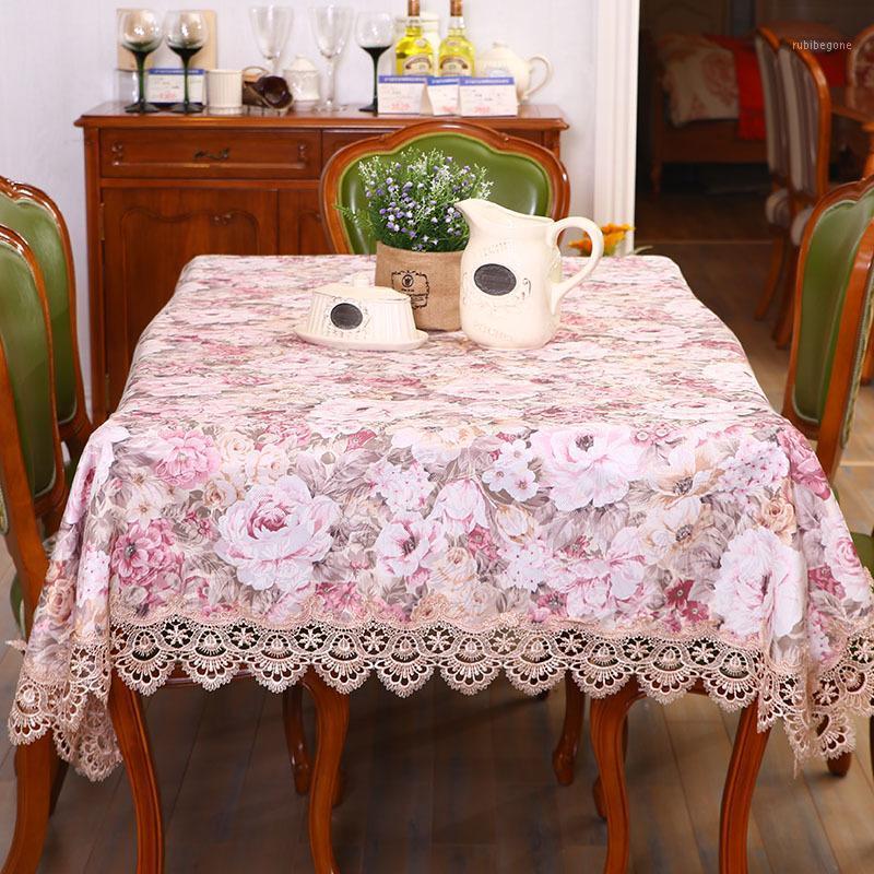

New Flower Tablecloth Cotton Linene Classical Embroidered Hem European Style Cover Washable Table Cloth for Table Sofa1, As pic