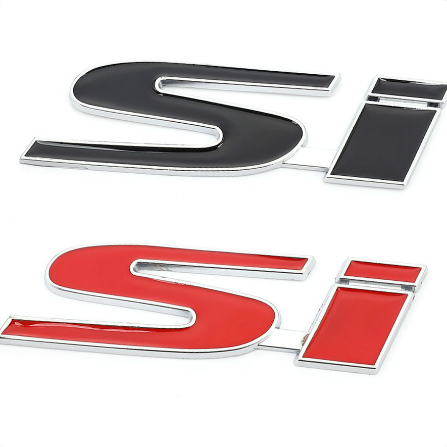 

Car Sticker SI Logo Auto Emblem Badge 3D Metal Trunk Car Decals for Honda Civic Si Accord 2003-2007 Crv Hrv City Car Accessories, Black si