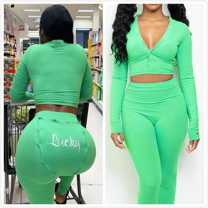 

Women Tracksuit Designer Two Piece Outfits Jogging Suit Embroidered Button Top Trousers Set DHL Autumn And Winter New, Mix or leave a message