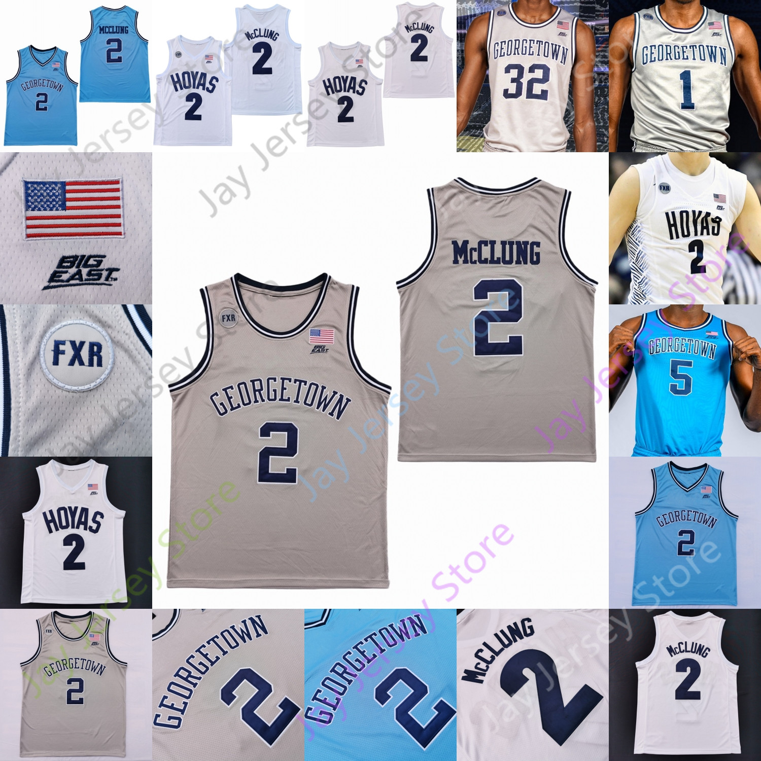 

Custom 2020 Georgetown Hoyas Basketball Jersey NCAA College Galen Alexander Qudus Wahab Porter Ewing Iverson Mourning Jamari Sibley, Grey