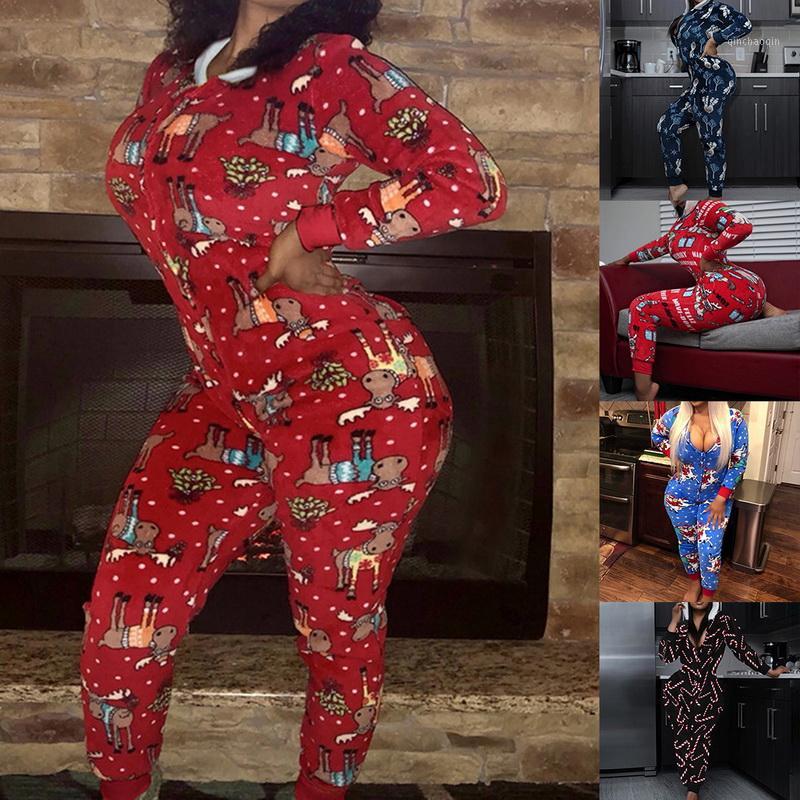 

Christmas Rompers Autumn Winter Women Sexy Long Sleeve Jumpsuits 2020 Ladies Print Romper Long Pants Christmas Hooded Clothes1, Color 1