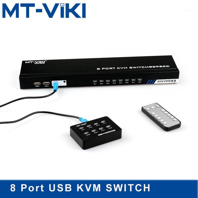 

MT-Viki KVM Switch 8 Port Smart Manual Press Button VGA USB Wired Remote Extension Switcher 1U with Original Cable MT-801UK-C1