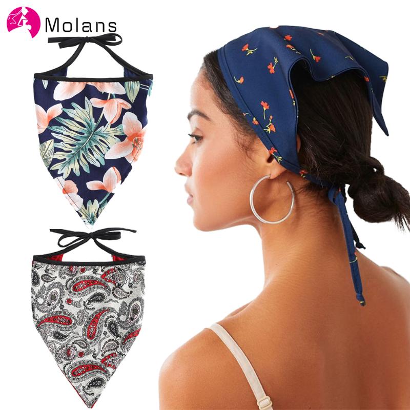 

Molans Floral Print Bandana Headbands for Girls Women Vintage Cross Turban Bandage Hair Bands Scarf Hair Accessories Headwear