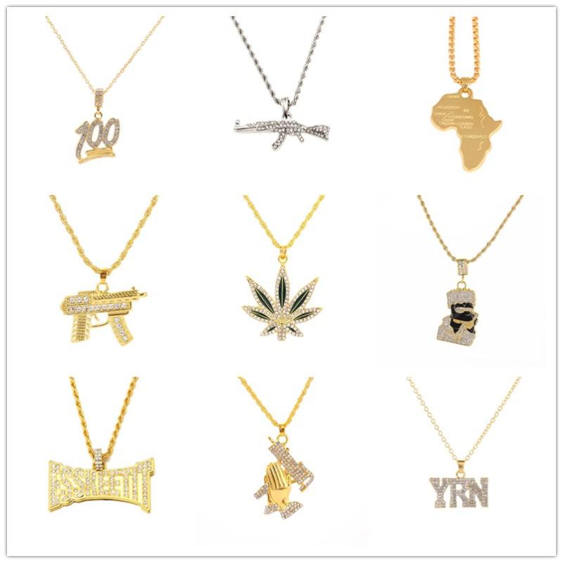 

Free Fan Retro Gothic Punk Choker Pendant Necklace 2020 Hip Hop Jewelry Luxury Rhinestone Women Men Gold Long Chain Necklace