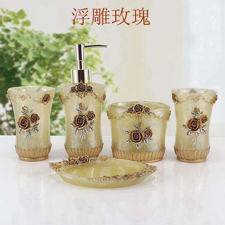 

Fashion home resin bathroom set of five pieces wash set bathroom dental kit accessories birthday wedding gift