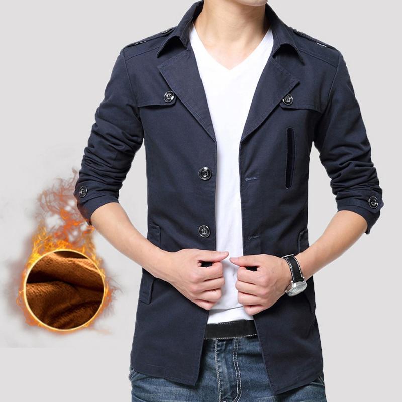 

Men's Autumn Winter Windbreaker Casual Hooded Pure Color Men Jacket Button Outwear Mens Jackets and Coats chaqueta hombre #4, Burgundy