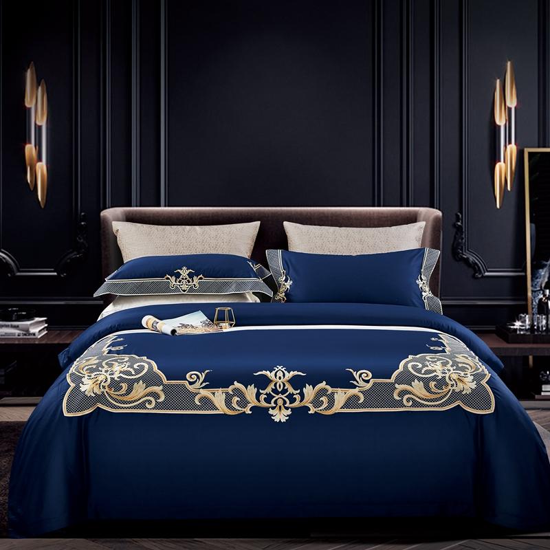 

1200TC Egyptian Cotton Bedlinen Luxury Embroidery Duvet Cover Pillowcase Flat Sheet Queen King Size 4pcs