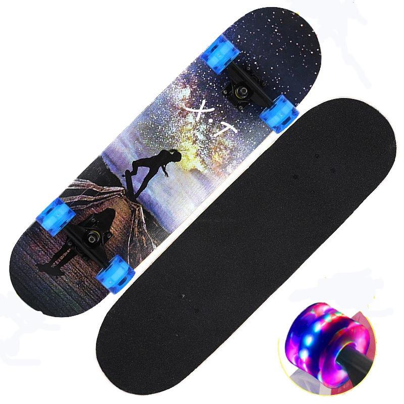 

Professional Four Wheel Double Rocker Skateboard Road Skate Adult Children 4 Wheels Skateboard Professional Maple Scooter