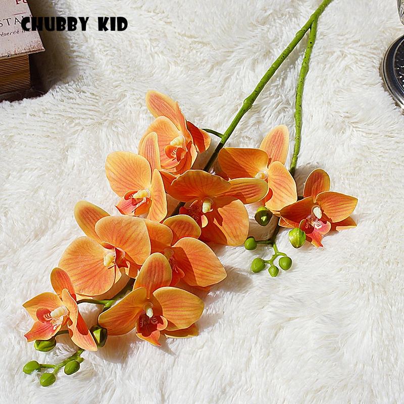 

3D Real touch 2 forks artificial butterfly orchids wholesale hand felt latex flowers wedding decorative Phalaenopsis 10pcs/lot, Dark pink orchids