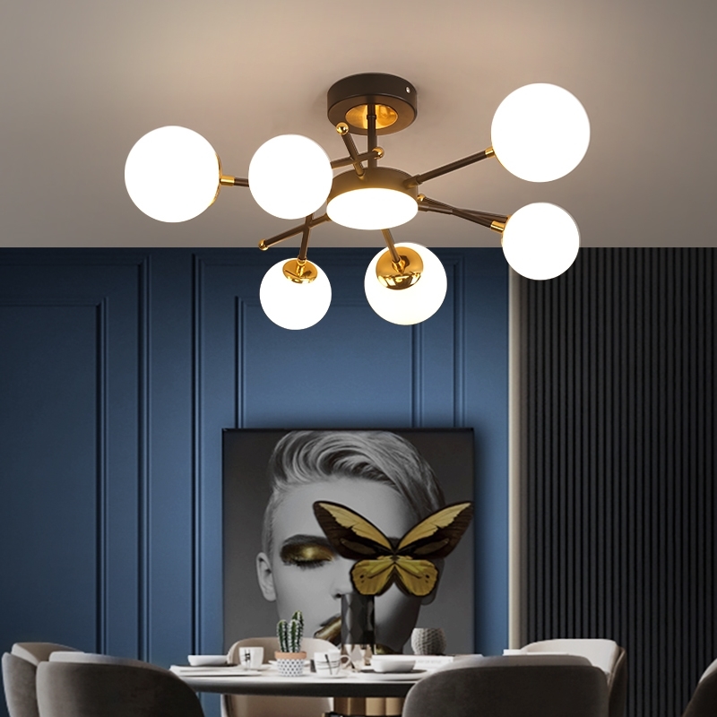 

2021 New Moderno Led Gold Lamp Nordic Design Chandeliers for Dining Room Restaurant Bar Light Personality Lamps IWM6