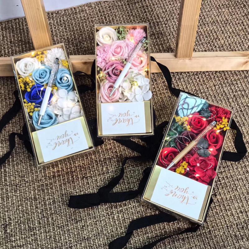 

Artificial Flower Gift Box Fake Flower Box Jewelry Container Exquisite Rose Packaging For Valentine Day Party Wedding Gift