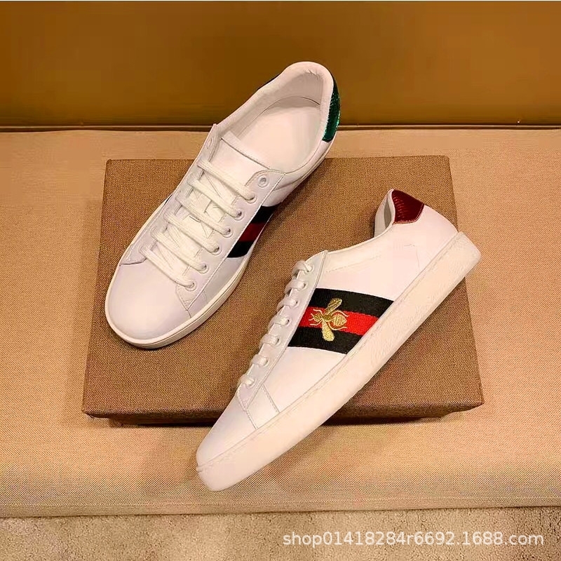 

Ujjc 2019 Sneake ACE Sneakers embroidered white tiger New Genuine Leather Mens bee Casual shoes g90