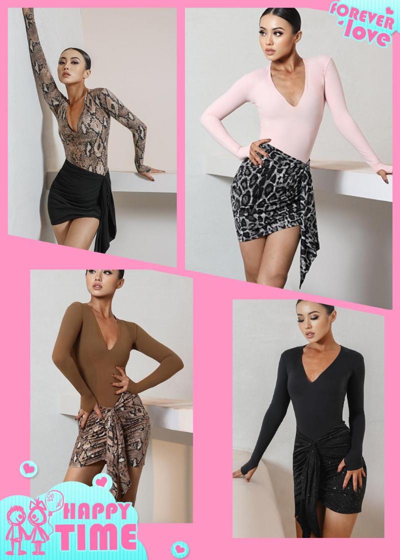 

Latin Dance Dress Adults Black leopard latin skirt pink leotard salsa dress Sambtopa Dancing bachata brown ZYM2068, Leopard skirt