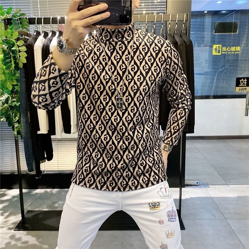 

2021 High quality Long-sleeved Double-faced Tank Top Semi-high Autumn Winter Plus Trendy Thick Velvet JADK, Khaki.