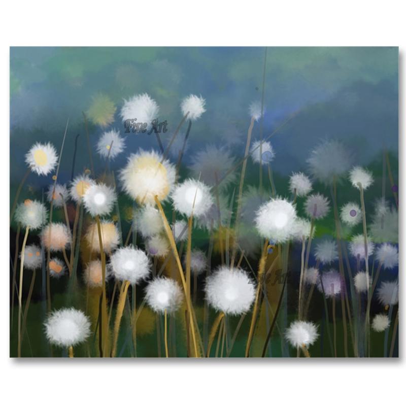 

Abstract White Flower Art Real Handmade Canvas Oil Painting Abstract Dandelion Wall Picture Decoration Art For Modern Hotel Hall