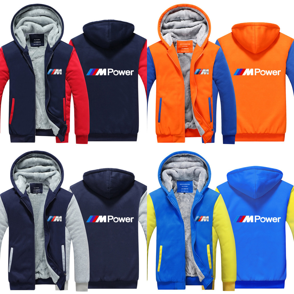 

2020 BMW M Power Tracksuit Male Thick Casual Fashion High Quality Men's Hoodie Slim Winter Outwear Warm Jacke Clothing Q0105, Red blue